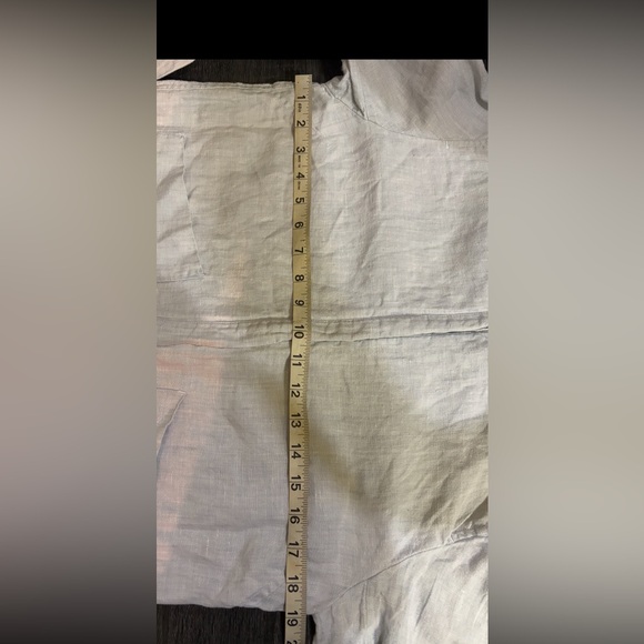 VTG Ice Blue Linen Cropped Zip Up Hoodie Front Pockets Beach Coastal SZ 5/6 XS-M - Picture 11 of 11